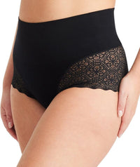 Nancy Ganz Bamboo & Lace Waisted Brief - Black Shapewear 