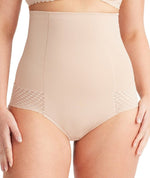 Nancy Ganz Revive Lace High Waisted Brief - Warm Taupe Shapewear 