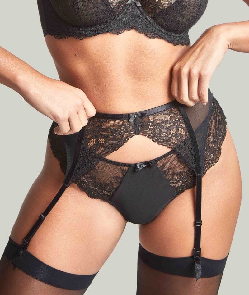 Panache Ana Suspender Belt - Black Knickers 