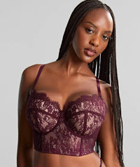 Panache Carmen Lace Underwired Bustier - Mulberry Bras 