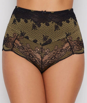 Panache Clara High Waist Brief - Olive/Black Knickers 