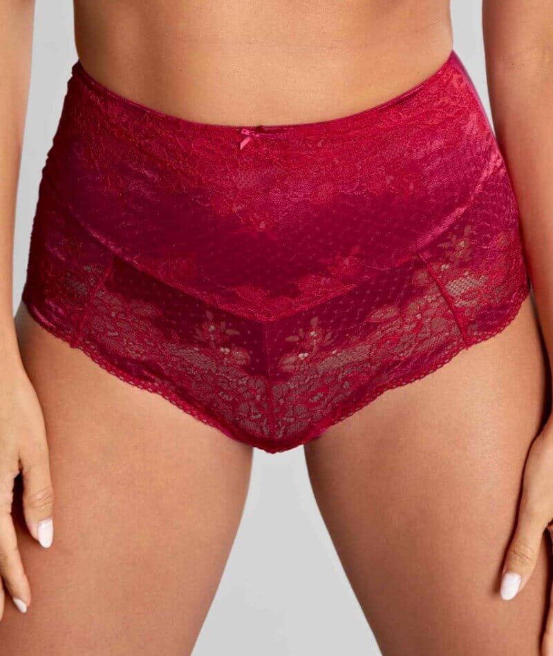 Panache Clara High Waist Brief - Orchid/Red Knickers 