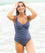 Panache Swimwear Gingham Paloma Balconnet Underwire One Piece Swimsuit - Navy Gingham Swim 