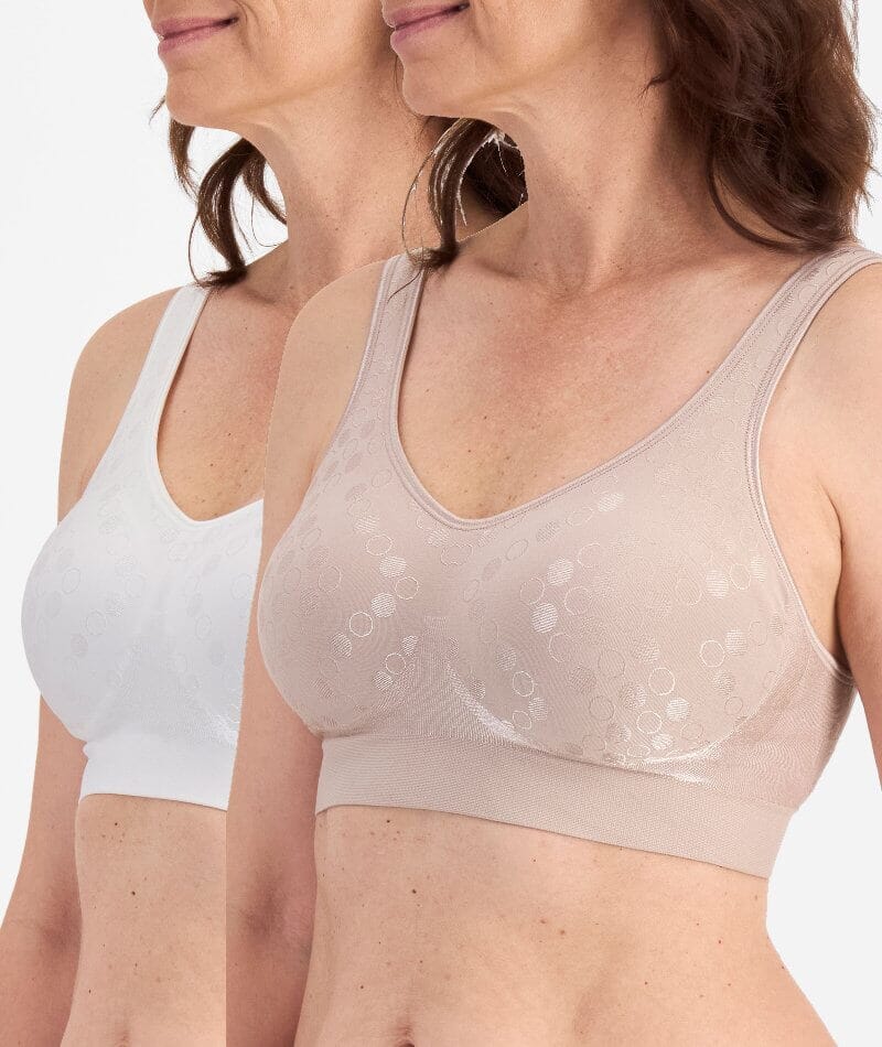 Playtex Comfort Revolution Contour Dot Wire-free 2 Pack Bra - Evening Blush/White Bras 