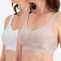 Playtex Comfort Revolution Contour Dot Wire-free 2 Pack Bra - Evening Blush/White