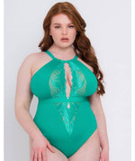 Scantilly Indulgence Stretch Lace Bodysuit - Jade Green Bodysuits & Basques 