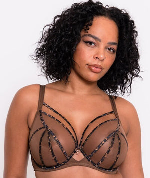 Scantilly Senses Plunge Bra - Leopard Brown Bra 