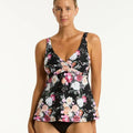 Sea Level Belle Cross Front  Swing DD-E Cup Singlet Top - Black