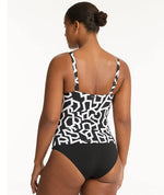 Sea Level Deco Cross Front A to DD Cup Singlet Top - Black Swimwear 