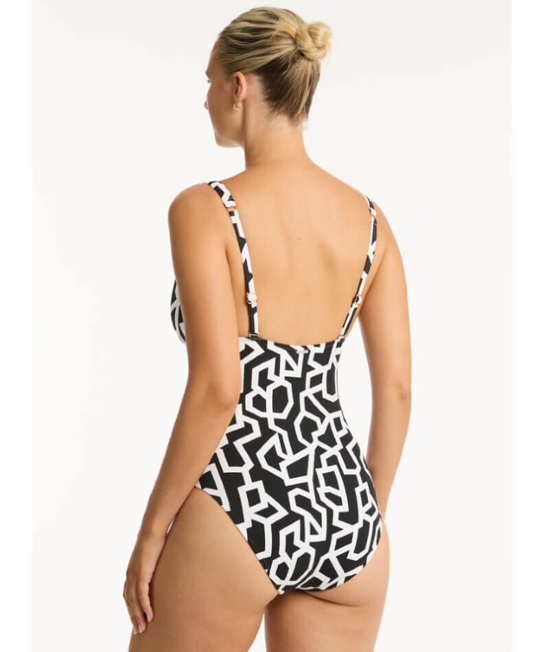 Sea Level Deco Longline Tri One Piece Swimsuit - Black Swim 