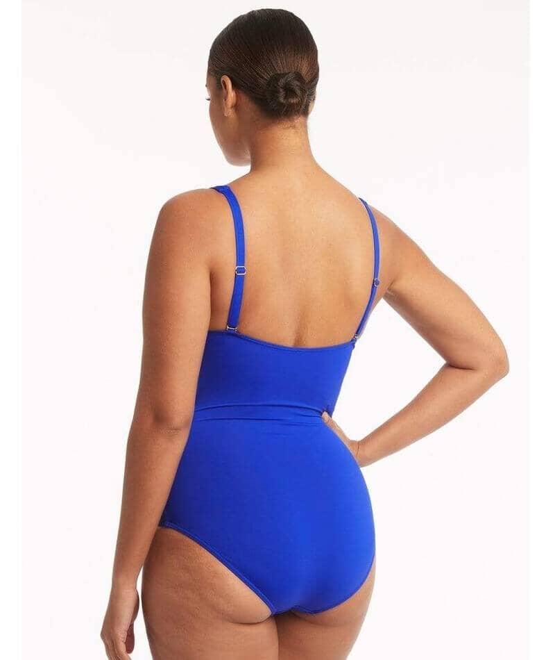 Sea Level Eco Essentials Cross Front A-DD Cup One Piece Swimsuit - Cobalt Swim 