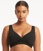 Sea Level Eco Essentials Cross Front Bikini Top - Black Swim 