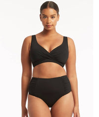 Sea Level Eco Essentials Cross Front Bikini Top - Black Swim 