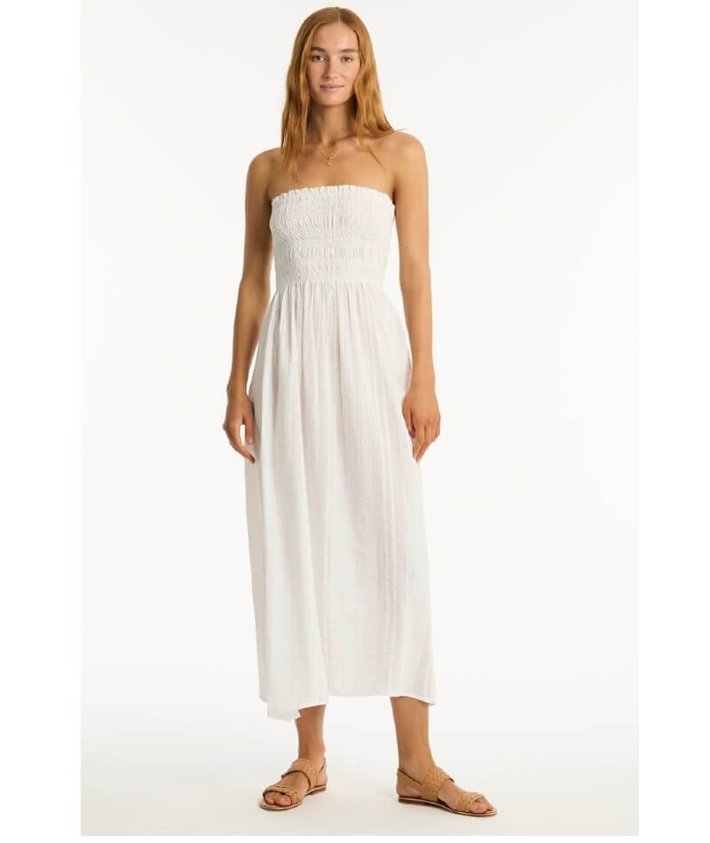 Sea Level Heatwave Bandeau Dress - White Swim 