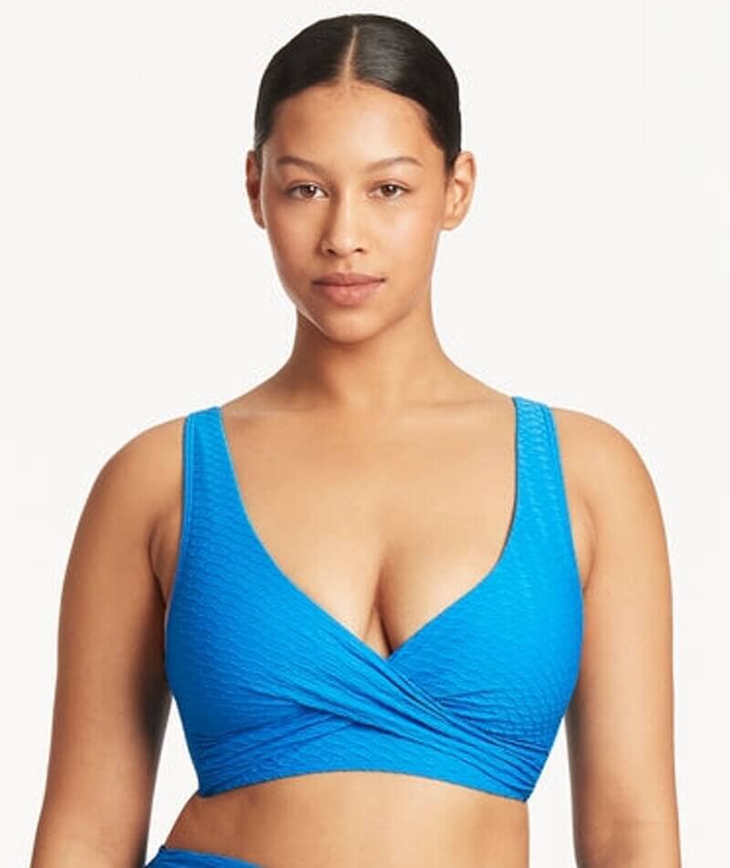 Sea Level Honeycomb Cross Front A-DD Cup Bikini Top - Capri Swim 