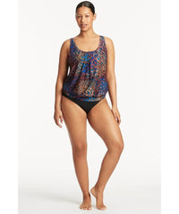 Sea Level Hunter Blouson Tank Singlet Top - Blue Swim 