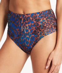 Sea Level Hunter Gathered Side High Waist Bikini Brief - Blue Swim 