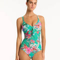 Sea Level Pacifico Tie Front DD-E Cup One Piece Swimsuit - Evergreen