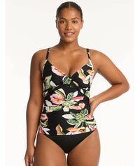 Sea Level Sundown Cross Front DD-E Cup Singlet Top - Black Swim 