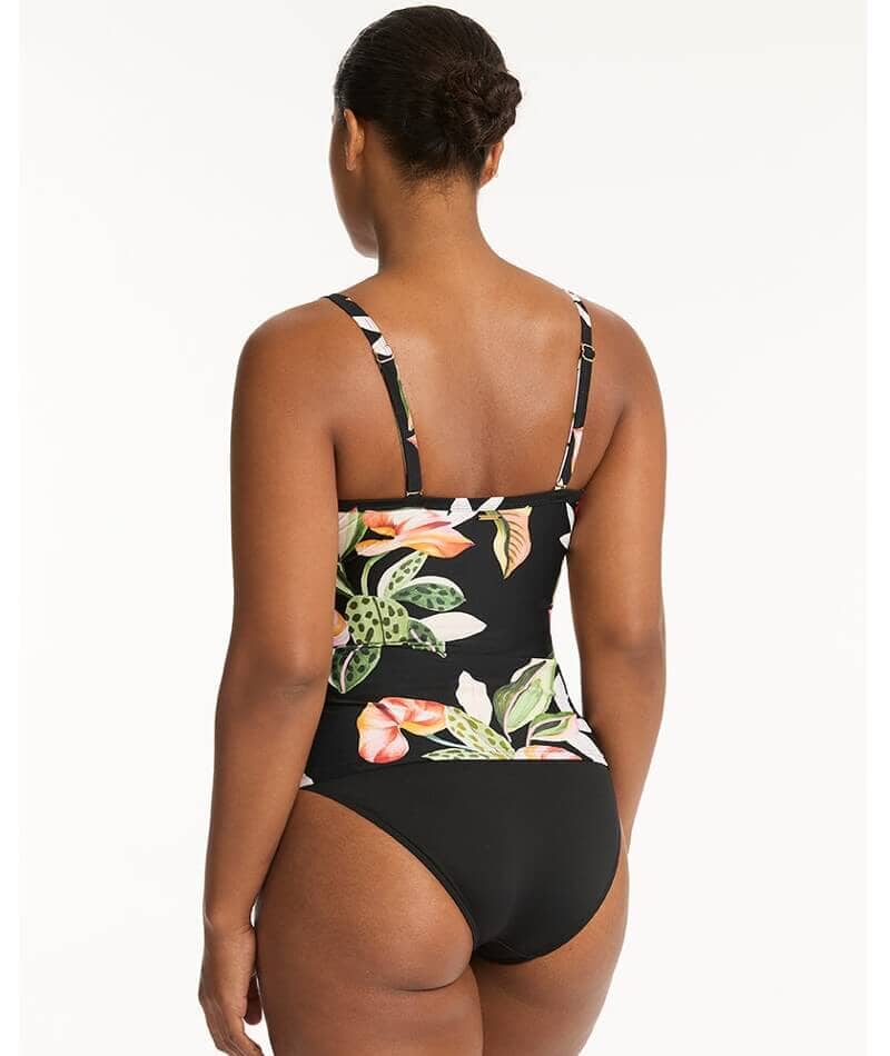 Sea Level Sundown Cross Front DD-E Cup Singlet Top - Black Swim 