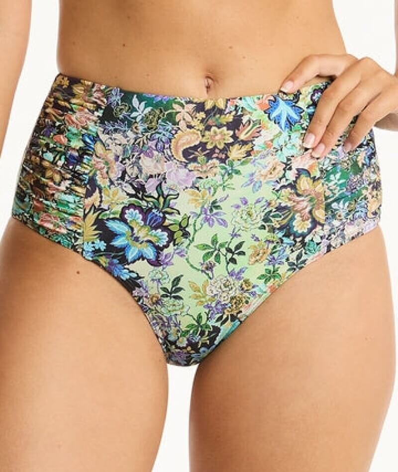 Sea Level Wildflower Gathered Side High Waist Bikini Brief - Sea Swimwear 