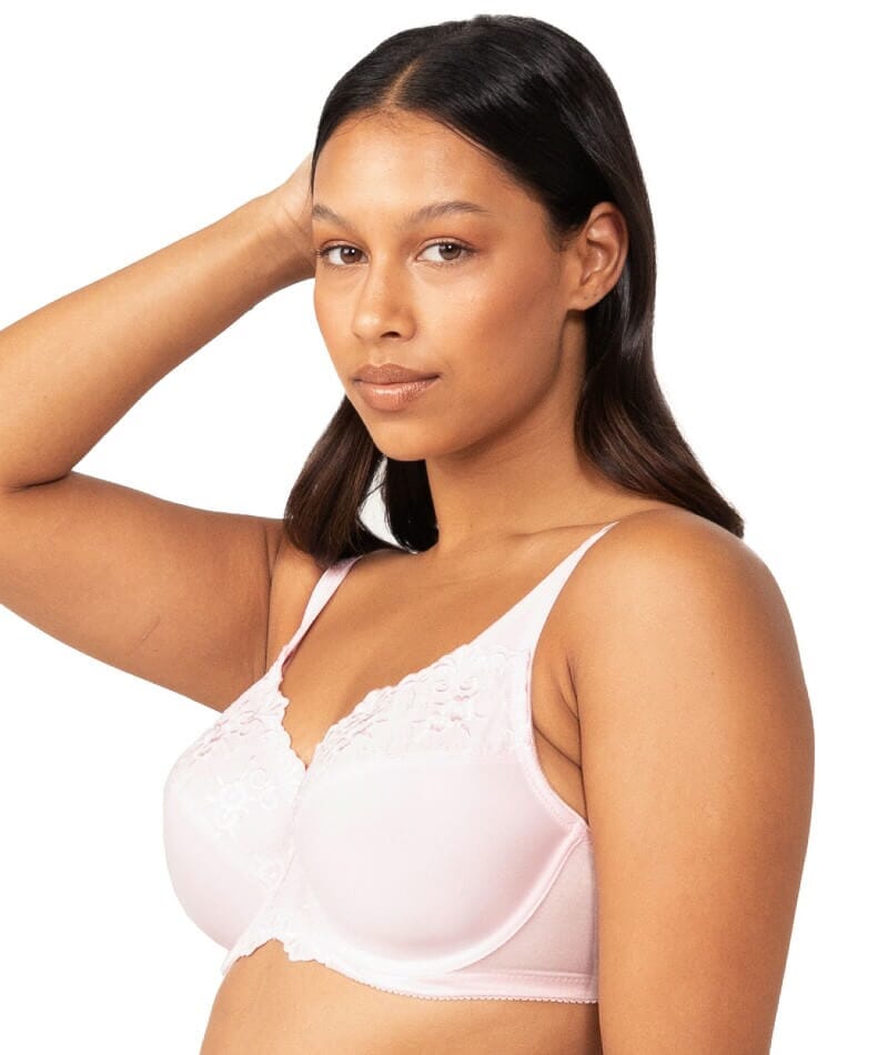 Buy Bali women non padded non wire embroidered front close bra white Online