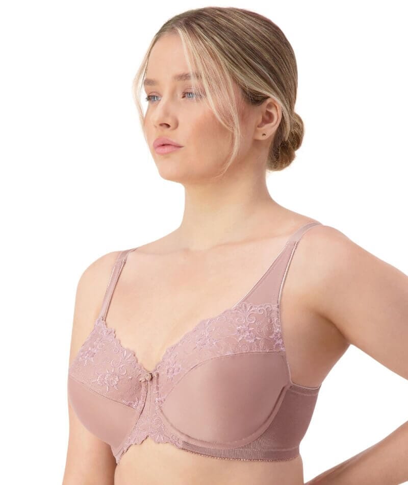 Triumph Embroidered Minimizer Bra Chocolate Mousse Curvy