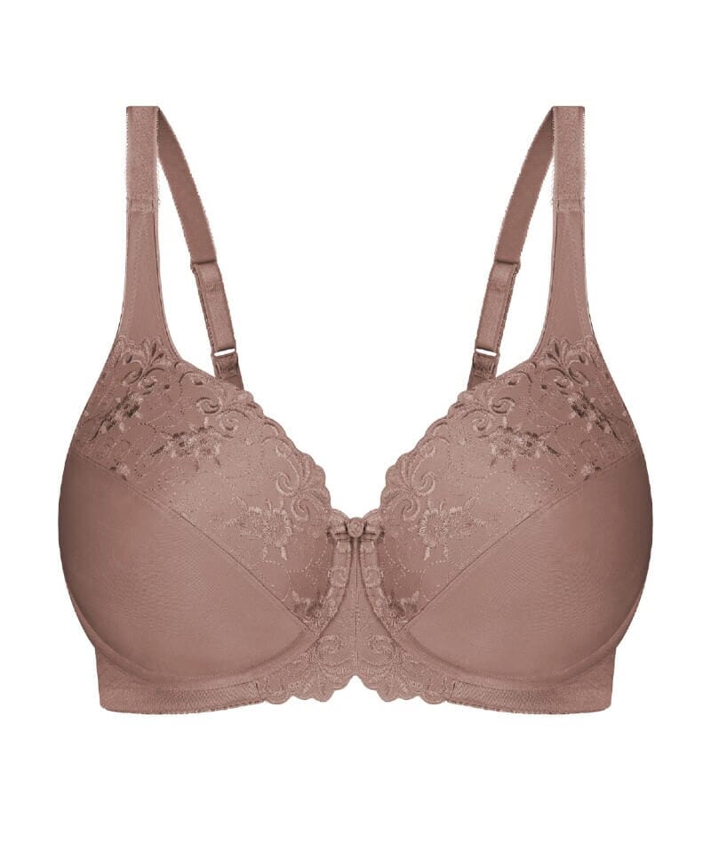 Triumph Embroidered Minimizer Bra Chocolate Mousse Curvy