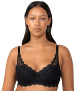 Triumph Essential Lace Underwire Half-Cup Padded Balconette Bra - Black Bras 