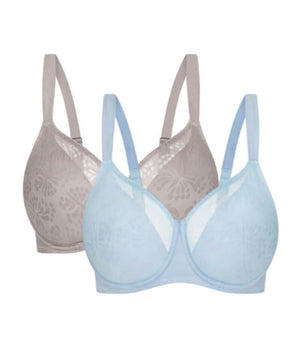 Triumph Lacy Minimizer 2 Pack Bra - Blue Sea/Rhino Grey Bras 