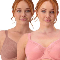 Triumph Lacy Minimizer 2 Pack Bra - Toasted Almond/Cherry Rose