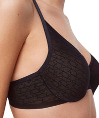 Triumph Signature Sheer Underwired Padded Half Cup Bra - Black Bras 