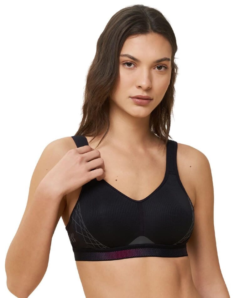 Buy Motion Wear Sports Padded Non-wired Racer Back High Intensity Full  coverage Sports Bra - Black Online