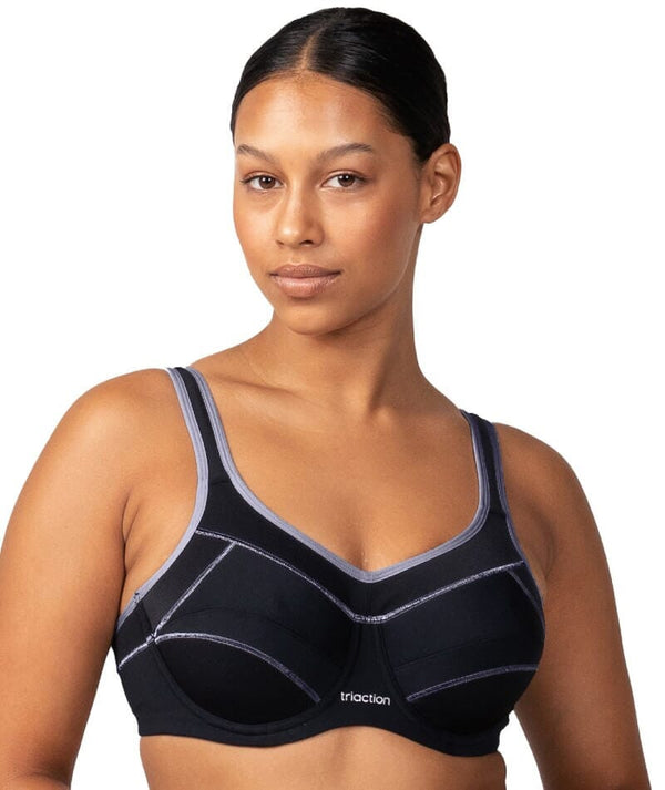 Bendon Sport Extreme Out Underwired Sports Bra - Black/Silver