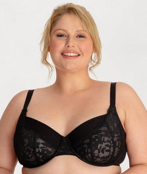 Underbliss Lacey Balconette Underwire Bra - Black Bras 