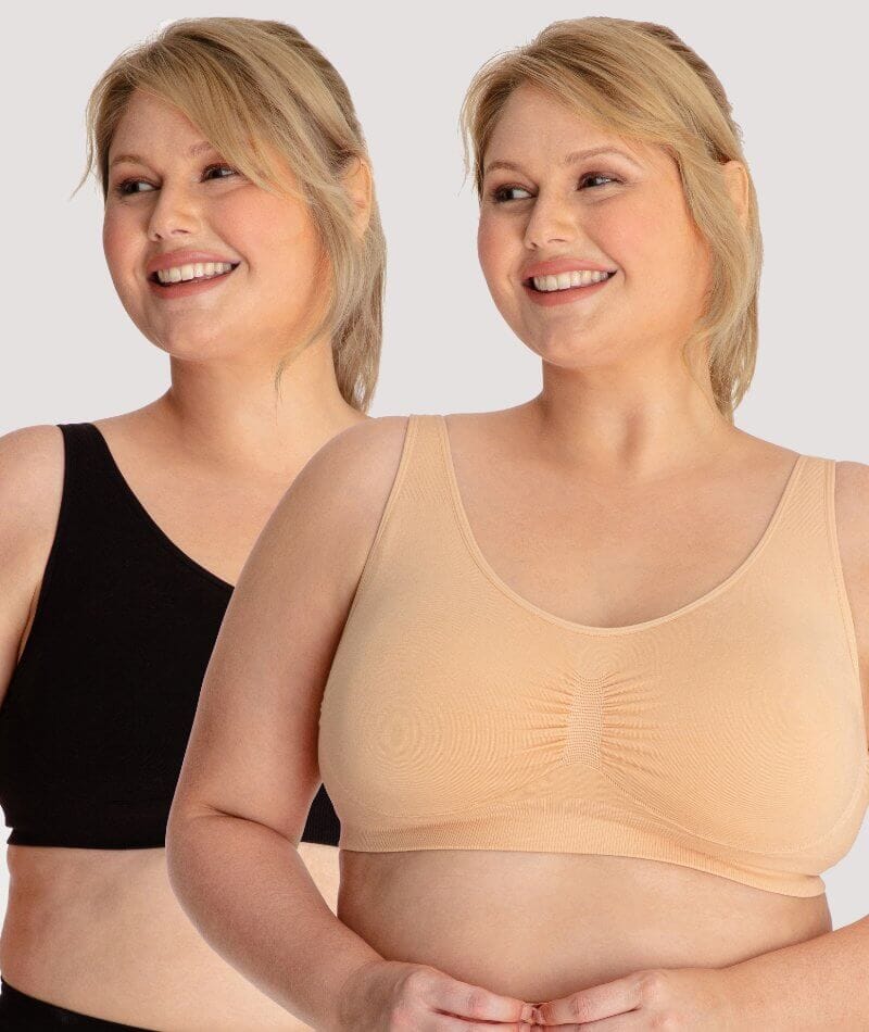 Underbliss Seamless Bamboo Blend Comfort Wire-free Bra 2 Pack - Black/Frappe Bras 