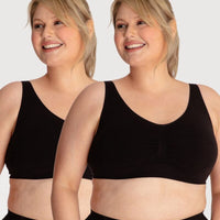 Underbliss Seamless Bamboo Blend Comfort Wire-free Bra 2 Pack - Black