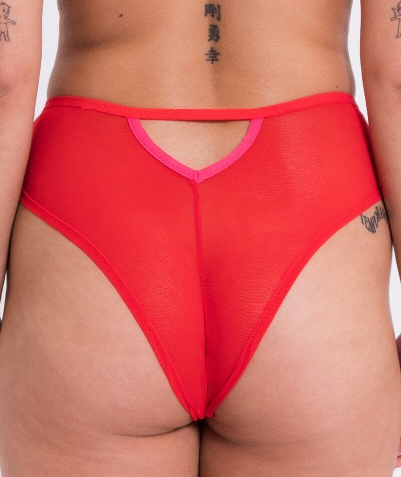 Curvy Kate Elementary High Waist Brazilian Brief - Red/Pink Knickers 