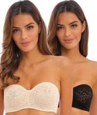 Wacoal Halo Lace Strapless Bra 2 Pack - Nude/Black Bras 