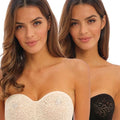 Wacoal Halo Lace Strapless Bra 2 Pack - Nude/Black