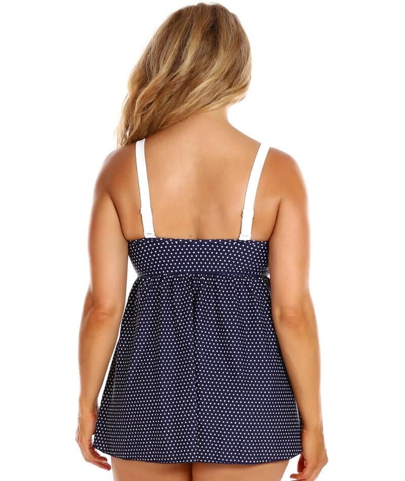 Capriosca Swing Twist Tankini Top - Navy and White Dots Swim 