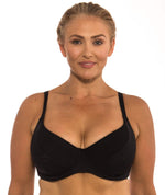 Capriosca Plain Matt Bikini Top with Shirring - Black Swim 10D/DD 