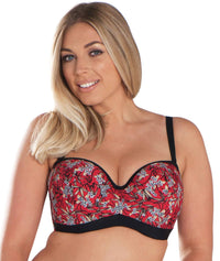 Curvy Kate Maya Bandeau Bikini Top - Red Print Swim 