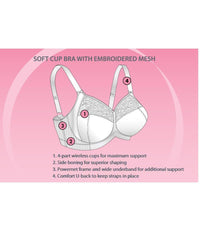 Exquisite Form Fully Soft Cup Bra With Embroidered Mesh - White Bras 