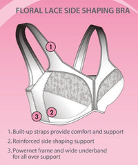 Exquisite Form Fully Side Shaping Bra With Floral - Rose Beige Bras 