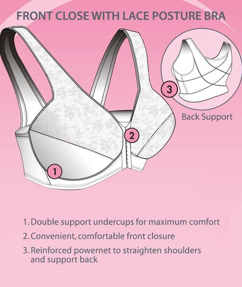 Lace Detail Wide Band Bra with Hook and Eye Closure