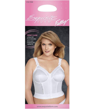 Exquisite Form Fully Front Close Longline Posture Bra - White - Curvy Bras