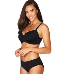 Sea Level Essentials Cross Front Moulded Underwire D-DD Cup Bikini Top - Black Swim 