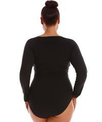 Capriosca Long Sleeve Zip One Piece - Black Swim 