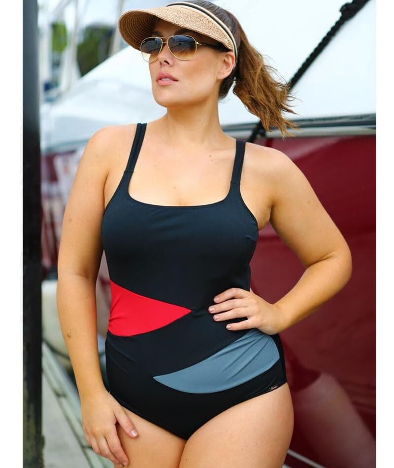 Capriosca Chlorine Resistant Plain Spliced One Piece - Black Swim 10 